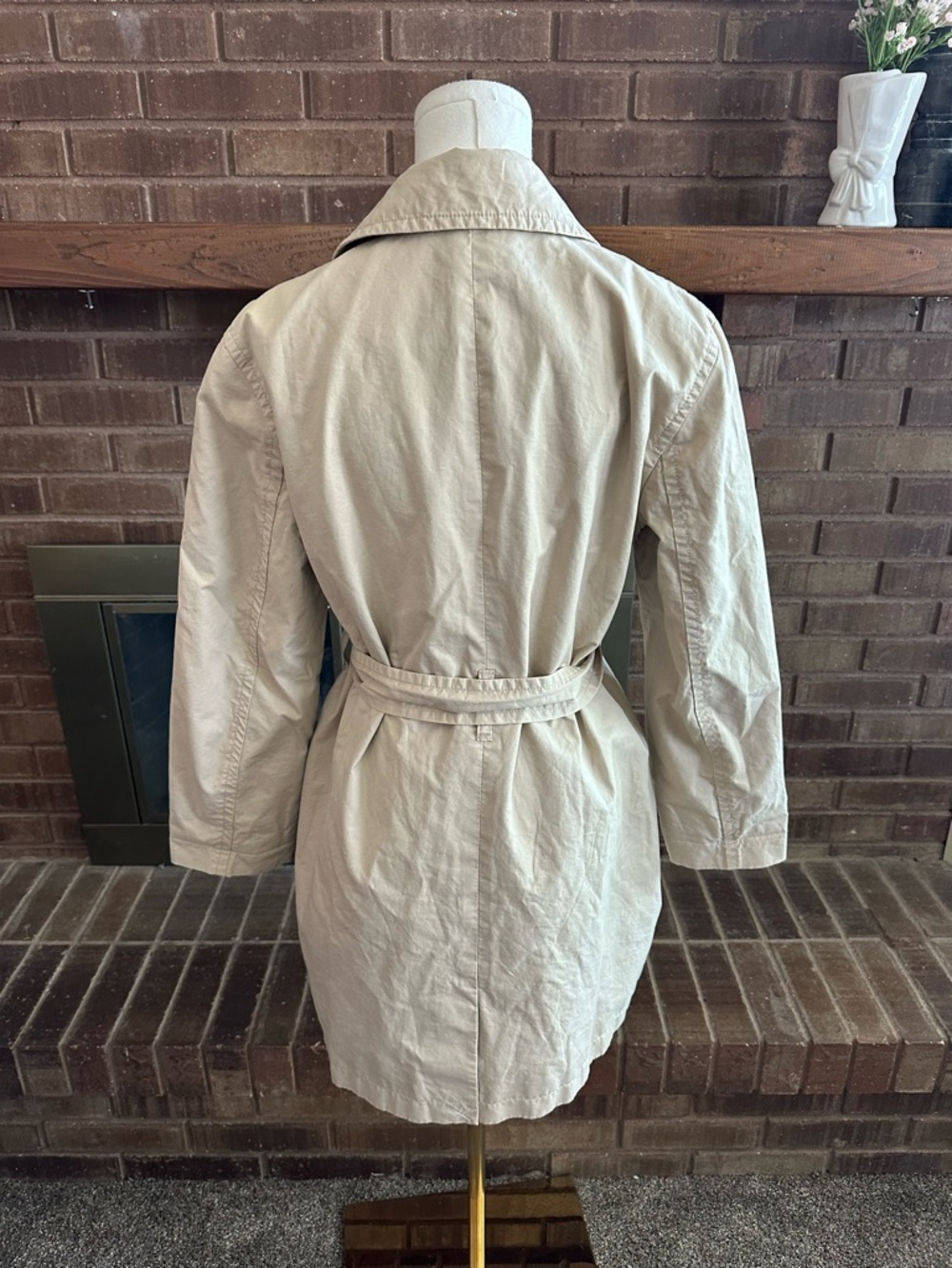J.Crew Factory Classic Khaki Trench Coat sz 4  Timeless Preppy - Picture 2 of 4